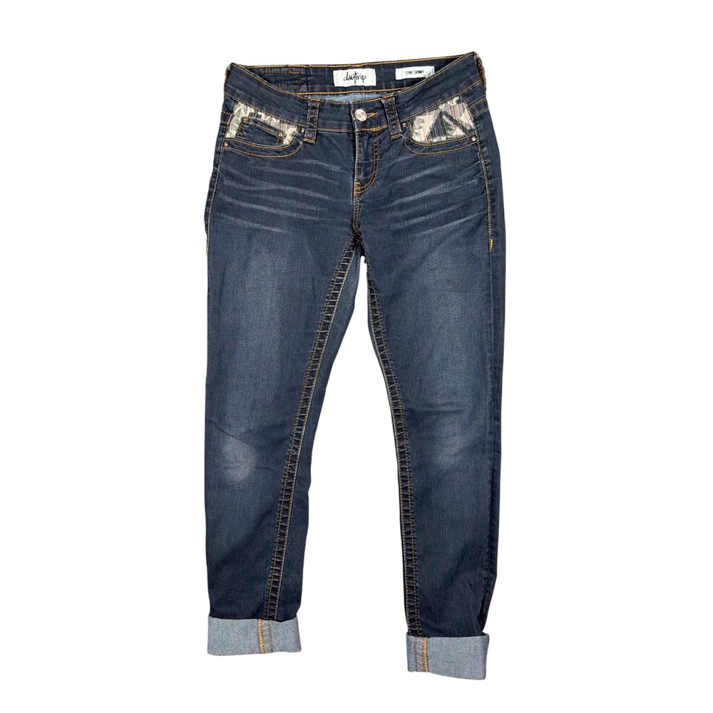 Daytrip Lynx Skinny Jeans Womens 27L Dark Wash Southwestern Pocket Inset DBK1915 - Picture 1 of 11